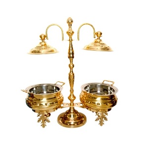 Chauffe-plat en laiton couleur or avec couvercle suspendu chauffe-plat de la plus haute qualité à prix abordable - Product Image 3