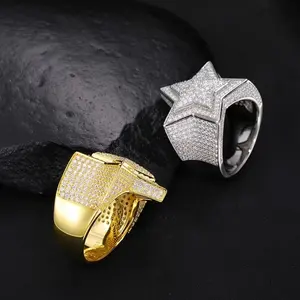 Anillo Exclusivo de Plata S925 con Moissanita, Pentagrama, Estilo Hip Hop, Joyería Moderna para Hombre, Anillo Ajustable - Product Image 5