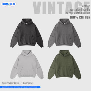 Durable 300 GSM Brodé Uni Teint Hoodies Élégant Unisexe Surdimensionné Coton Sweatshirts Confortable Chaud Casual Wear Factory - Product Image 4