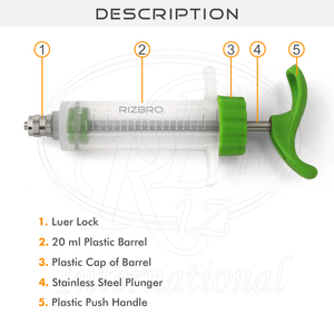 กระบอกฉีดยาพลาสติกสำหรับสัตว์ ขนาด 30 มล. สำหรับนก กระต่าย นกแก้ว หนู ฉีดยาให้อาหาร ได้รับการรับรองมาตรฐาน ISO CE จาก Rizbro International - Product Image 6