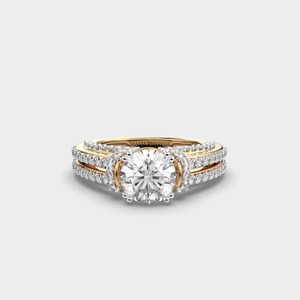 Regalo del Día de la Mujer, Anillo de Diamantes Cultivados en Laboratorio de Corte Clásico de 2.50 CTW, Elegante Anillo de Compromiso de Doble Hilera y Joyería de Boda para Mujer - Product Image 1