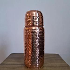 Floral enamel art copper water <b>bottle</b> with <b>vintage</b> inspired design and handcrafted detail made for stylish hydration routines - Product Image 4