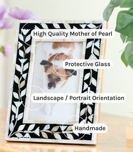 Elegant Natural Mother of Pearl Resin Inlay Picture <b>Frame</b> Luxurious Handmade Accent for Interior Home Decor - Product Image 5