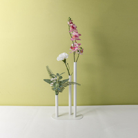 Vase à fleurs en métal à double tige de luxe, fait à la main, moderne, pour table, porte-fleurs, cadeau de mariage, décoration d'événement, centre de table, vente en gros d'usine