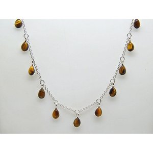 Collar de joyería de Plata de Calidad AAA +, colgante de piedra preciosa de ojo de tigre delicado hecho a mano, pera de ojo de tigre Natural genuino - Product Image 2