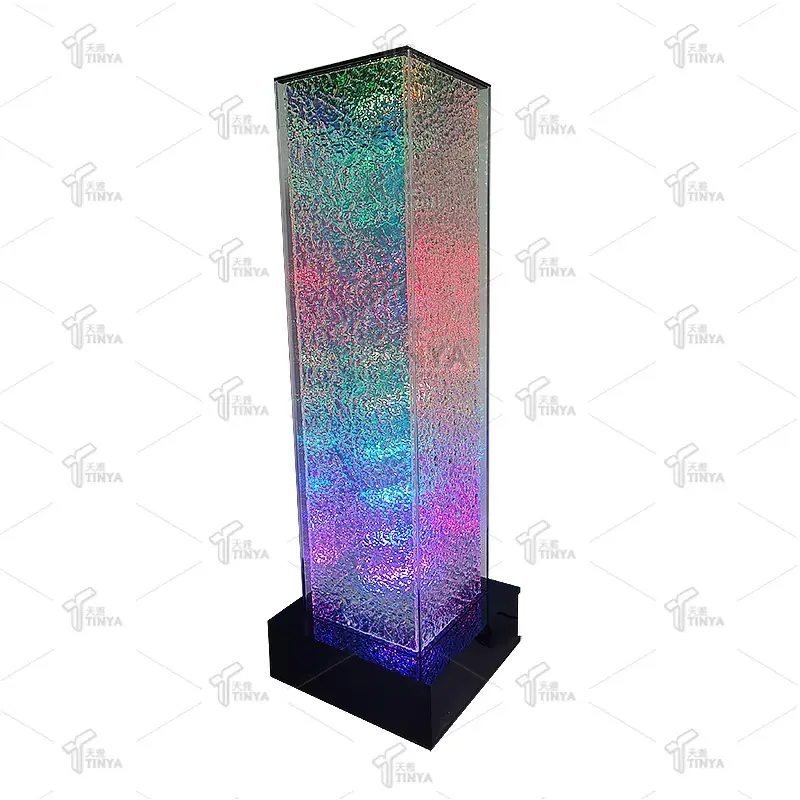 LED renk değiştirme akrilik kare tüp dans çeşme su kabarcık pillar tüp düğün dekorasyon için