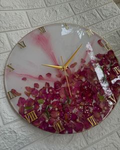 Horloges murales numériques en résine époxy faites à la main MODERNES - Design antique exquis Alimenté par piles Taille personnalisable Salon Cuisine - Product Image 4