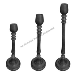 Nouveauté 2026 : Ensemble de 3 bougeoirs en aluminium doré de qualité supérieure avec un design unique, idéal pour les cérémonies religieuses - Product Image 3