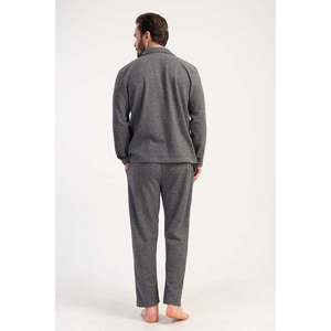 CEPLI ERKEK JAKARLI INTERLOK XXL TAMAMI DUGMELI UZUN KOL PIJAMA TAKIM - สีดำ - สีดำ - Product Image 3