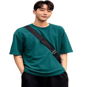 Venta al por mayor de logotipo personalizado de alta calidad de media manga de algodón gris de gran tamaño cuello redondo Camiseta para hombre de peso pesado camiseta - Product Image 1