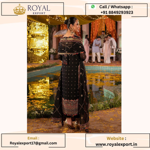 Lanzamiento de un nuevo traje de trabajo de secuencia de bordado Georgette de imitación de diseñador exclusivo con tarifa al por mayor de Royal Export - Product Image 2