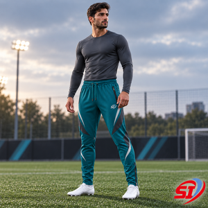 Custom <b>Men</b>’s Soccer Training <b>Pants</b> Teal Drift Tapered Performance Joggers - Product Image 2