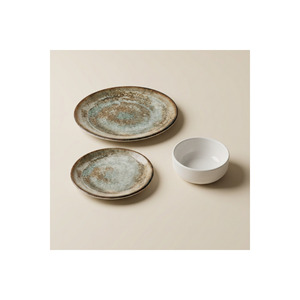 Valencia 3-Piece Porcelain Serving Set Modern Design with <b>Large</b> Serving <b>Plate</b> Breakfast <b>Plate</b> Dishwasher Safe Bowl - Product Image 4