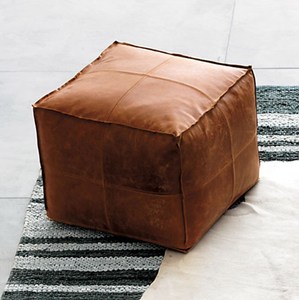 Dark Brown Moroccan <b>Pouf</b> Square Shaped Leather <b>Pouf</b> Ottoman Pouffe Moroccan Home Decor Boho - Product Image 3