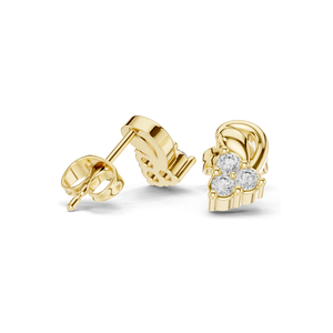 Boucles d'oreilles clous en diamant de laboratoire 0,27 CT pour femme, VVS-VS EF CVD, coupe florale à trois pierres, or 18 carats, 14 carats, 10 carats et argent 925, rose - Product Image 5