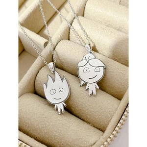 Collana di fuoco e acqua in argento Sterling 925