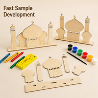 2027 Kits d'activités créatives en bois islamiques pour enfants musulmans à peindre soi-même, kits de bricolage pour le Ramadan, cadeau de vacances