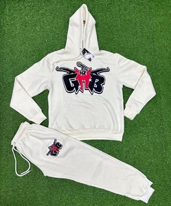 Fully Customize Men Embroidery Tracksuit Oversize Sweatpants And Hoodie Cotton Fleece Tracksuit with Custom Tags Zipper Packing - Product Image 1