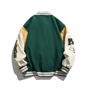 Veste de baseball varsity à col montant, patchwork, broderie personnalisée, qualité supérieure, épaisse, OEM, veste décontractée d'hiver - Product Image 5