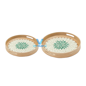 Top Sale Product Bamboo <b>Rattan</b> Decorative Trays Home Food Dining Trays Decor Wholesale Good Price Home <b>Storage</b> Organizer - Product Image 1