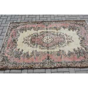 Tapis turc 3,9x6,6 pieds, rouge brun, vintage, en laine persane, avec design patchwork, envers en latex écologique - Product Image 3