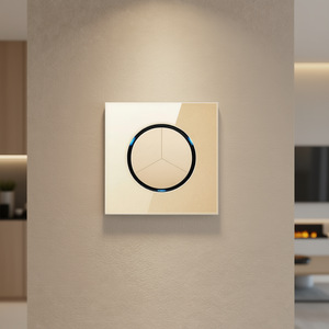 Panel de Interruptores LED Redondo de Vidrio Templado de 86 mm con Tres Controles Dorados - Product Image 3