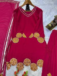 Último Designe Anarkali vestido de seda pura de Chinon con bordado trabajo hasta el suelo muselina lavable - Product Image 6