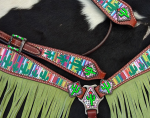 Têtière, harnais et bride en cuir indien de haute qualité faits à la main avec logo personnalisé, design à franges western, exclusif pour les chevaux - Product Image 4