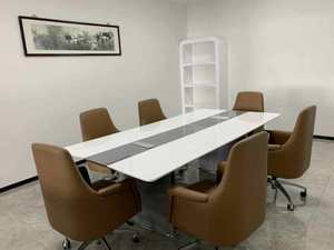 Ergonomic Melamine Office <b>Desk</b> Modular Call Center Workstation <b>Large</b> Commercial Staff Table with Cable Management Aluminum Base - Product Image 1