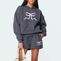 Ensemble 2 pièces Erni Sports pour femme : Sweat à capuche ample uni et short de jogging large en molleton anti-plis 100 % coton
