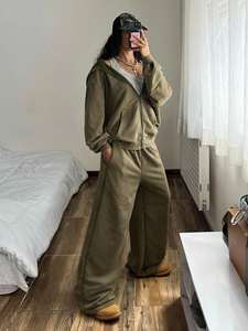 Ensemble de survêtement d'hiver unisexe de haute qualité, imprimé, 2 pièces, survêtement pour femmes, jogging, sweat à capuche zippé Gary, pantalon, survêtement - Product Image 2