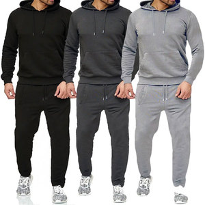 Ensemble de survêtement personnalisé pour homme grande taille, pantalon de jogging et sweat à capuche, en molleton uni 100% coton, pour la maternité, la gym, l'hiver et le printemps - Product Image 1