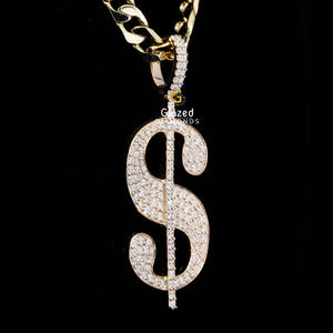 Magnifique pendentif Hip Hop $ en argent sterling 925 rond taille brillant VVS clarté Moissanite diamants cadeau - Product Image 2