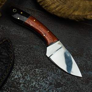 Cuchillo de Caza/Camping de Acero de Damasco Hecho a Mano Personalizado al por Mayor ODM OEM con Mango de Hueso de Color y Funda de Cuero - Product Image 6