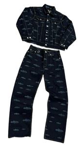 Ensembles de vêtements en denim pour hommes de haute qualité, légers, en 2 pièces, à la mode, avec veste droite, pour le printemps, l'été et l'automne, avec boutons - Product Image 4