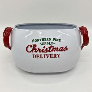 Jardinière de promenade en lierre givré pour décor de porche avant style en métal vieilli pour la verdure de Noël et les touches d'hiver - Product Image 2