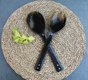 Produit très vendu : Ensemble de vaisselle et d'ustensiles de cuisine en corne, écologique, compatible lave-vaisselle, pour salades, pour la maison et la cuisine, fabriqué en Inde - Product Image 3