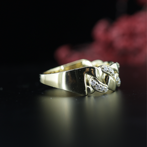 แหวนเงินแท้ 925 ชุบทอง 10K แบบ Cuban Link สำหรับผู้ชาย สไตล์ฮิปฮอป ประดับเพชร ขายส่ง - Product Image 4