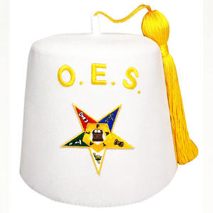 Écusson brodé à la machine blanc pour fez maçonnique de la Loge OES, pour fez maçonnique de grande taille - Product Image 1