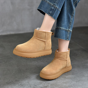 Bottes plates en cuir pour femmes à bout rond, confortables à enfiler, pour le quotidien, style décontracté, à bout pointu - Product Image 2