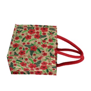 Bolsa pequeña de arpillera de yute reutilizable ecológica, estampado de letras de serigrafía, mango de algodón ondulado, aspecto agradable para uso multiusos - Product Image 3