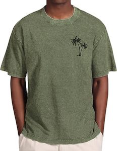 Camiseta de corte cuadrado para hombre de primera calidad, ropa de calle de gran tamaño, cuello levantado, lavado Vintage, algodón pesado, ropa informal holgada, venta al por mayor - Product Image 2