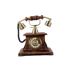 new stylish Wooden Vintage Telephone Collection Carving Works Non Working Decorative Decorative Wooden Vintage Telephone Collect