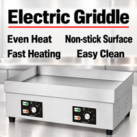 Plaque de cuisson électrique professionnelle 110V/220V double tension, gril plat de table 2 zones avec contrôle de température, en acier inoxydable pour burgers et steaks