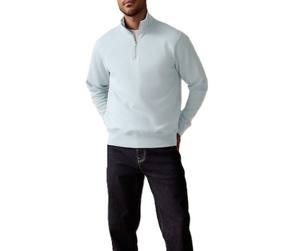 Sweat-shirts pour hommes à demi-zip tendance et confortables 2025, col montant, coupe régulière, logo personnalisé brodé, 100% coton molleton - Product Image 3