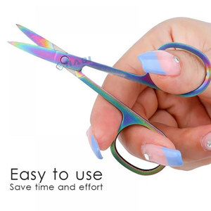 Ciseaux à cuticules à ongles en acier inoxydable à haute teneur en carbone lame incurvée outils de Salon de beauté disponibles fournisseur d'outils de beauté multicolores - Product Image 4