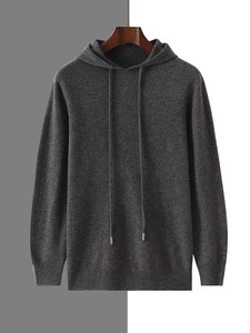 2024 automne hiver nouveau pull en cachemire hommes 100% laine à capuche col tricot pull affaires décontracté à manches longues sport à capuche - Product Image 3