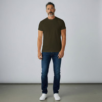 T-shirt décontracté pour homme à manches courtes, col rond, 100 % coton jersey, non tissé, écologique, séchage rapide, respirant, coupe classique, 200g