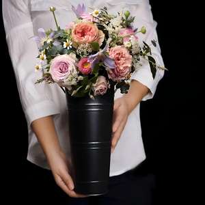 <span class=keywords><strong>Vaso</strong></span> per Fiori in Metallo Zincato con Manici |   Portafiori Rustico in Stile Fattoria in Zinco nei Colori Argento / <span class=keywords><strong>Bianco</strong></span> / Rame - Product Image 2