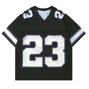 เสื้อเจอร์ซีย์ฟุตบอลพอดีตัวสำหรับผู้ชายเสื้อยืดผ้าฝ้าย100% ตาข่ายพิมพ์ลายทรงหลวม - Product Image 1